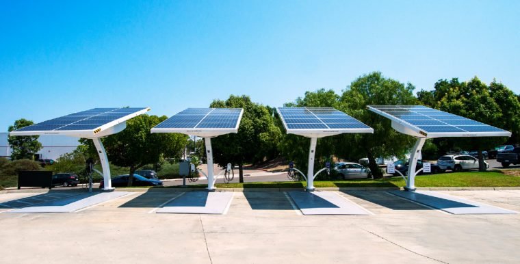 Solar-powered EV charging station with sustainable energy