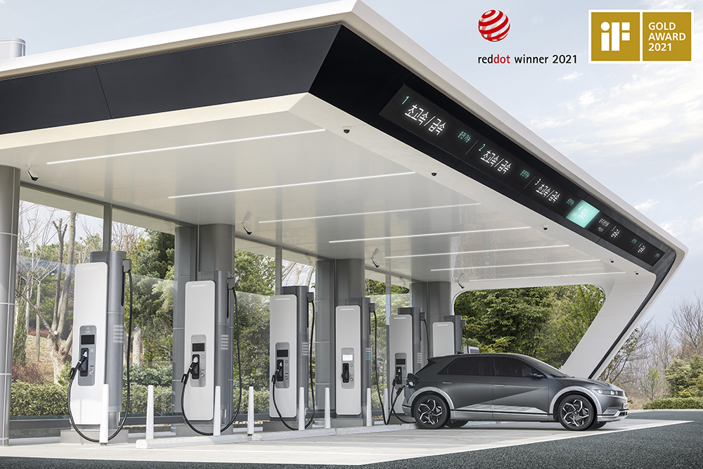 Modern EV charging station with award-winning design